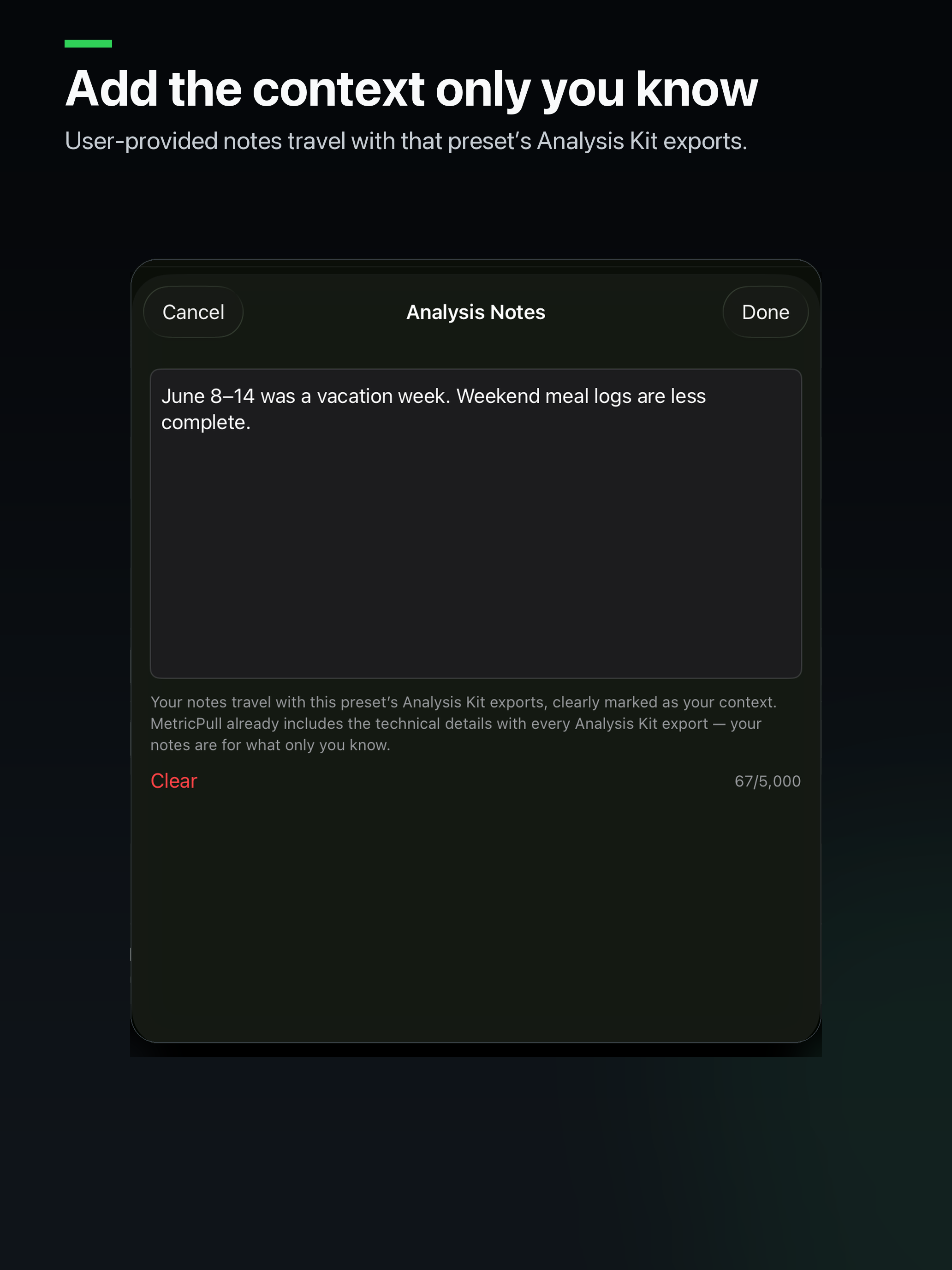 MetricPull Analysis Notes on iPad
